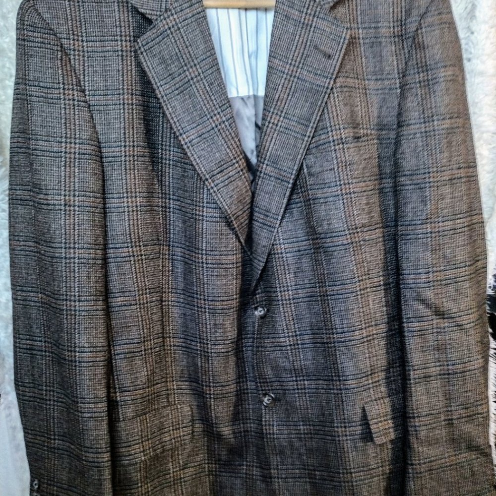 Vintage Tommy Hilfiger Brown Plaid Sports Coat (44L)